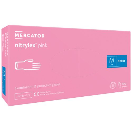 Nitrilo rosa Nitrylex Sin Polvo De Nitrilo Rosa Claro Guantes De Prueba S                    