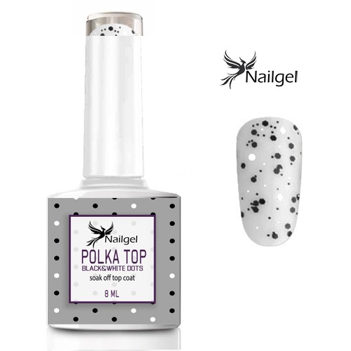 Polka Top Coat - Black&White dots - Gel 8ml